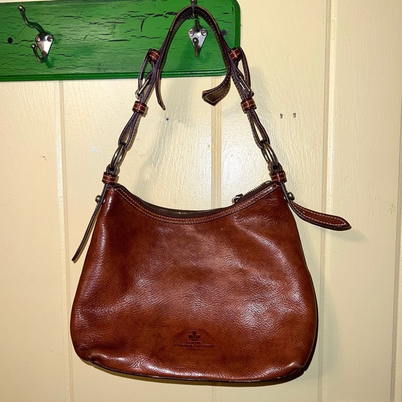 Dooney & Bourke Vintage Florentine Vacchetta Leather Shoulder Satchel Bag Brown - Picture 8 of 16